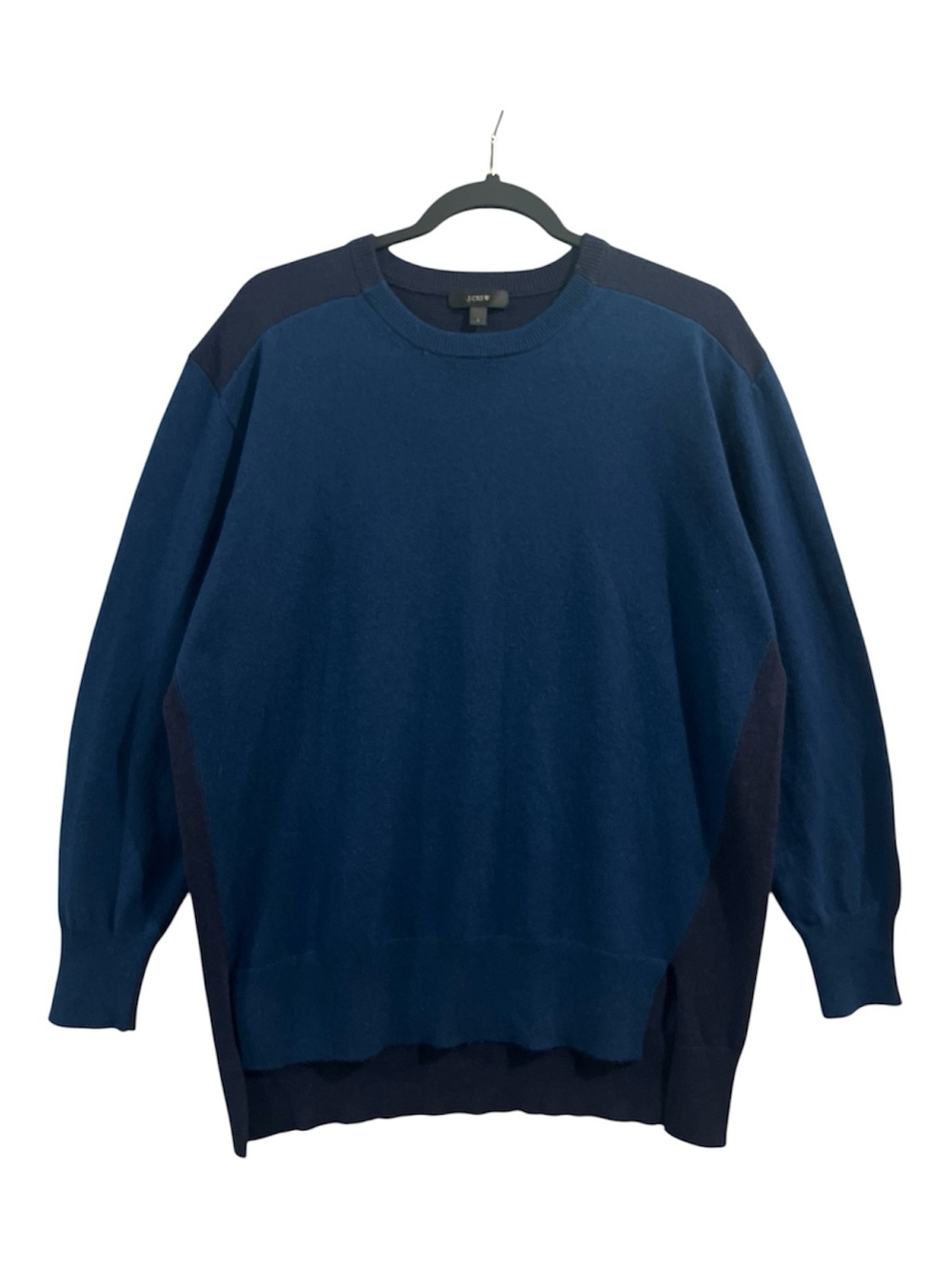 J.Crew Sweater Women’s Large Blue Colorblock Wool-Blend Crewneck Tunic Pullover